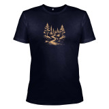 T-shirt z nadrukiem Forest m.535 ciemnoniebieski wiskoza TM Jarosław